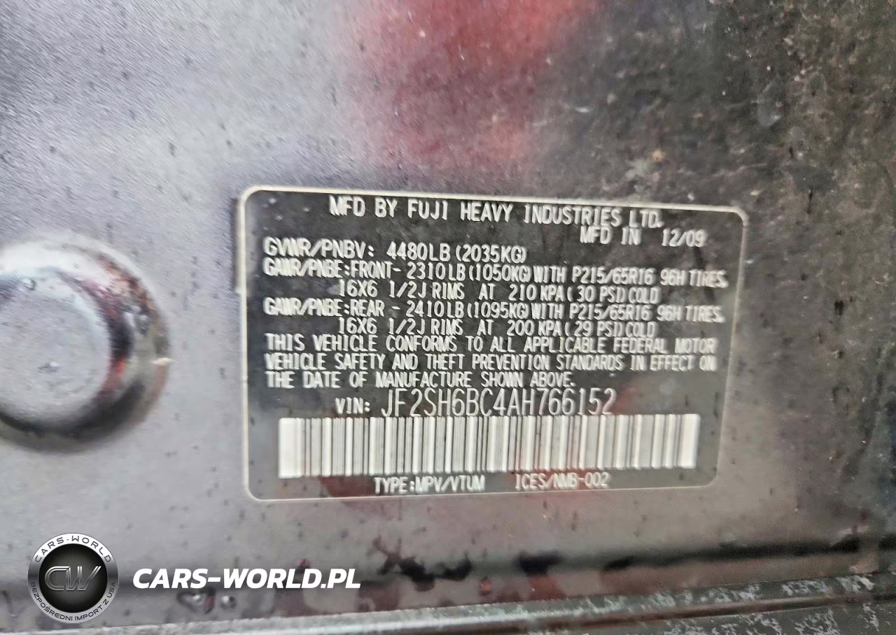 2010 Subaru Forester Xs VIN:JF2SH6BC4AH766152 - 13