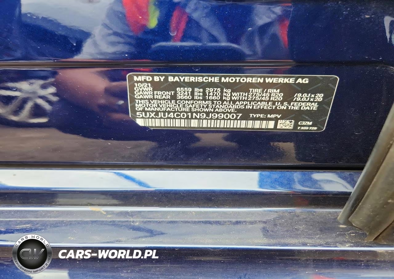 2022 BMW X5 M50I VIN:5UXJU4C01N9J99007 - 12