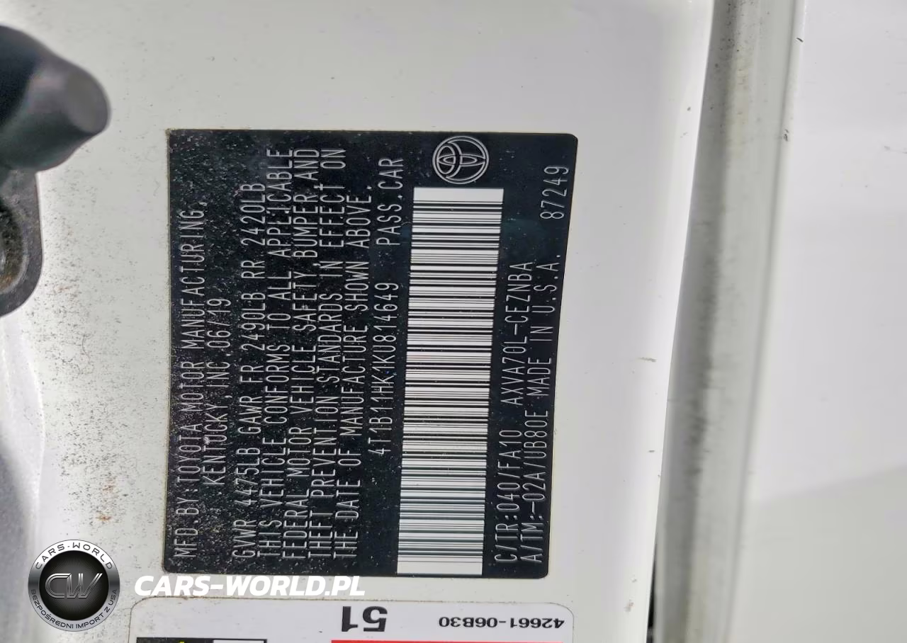 2019 Toyota Camry Le VIN:4T1B11HK1KU814649 - 12