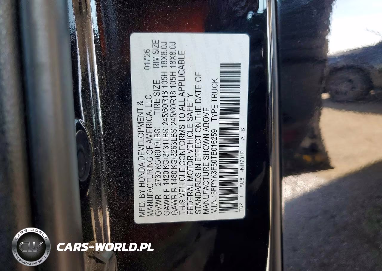 2026 Honda Ridgeline Rtl VIN:5FPYK3F50TB016259 - 13