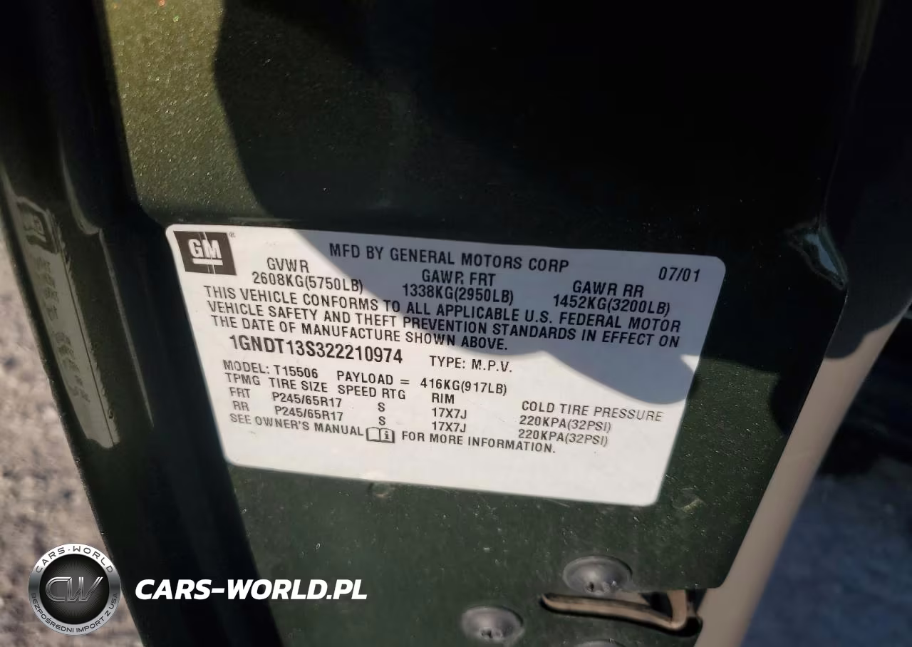 2002 Chevrolet Trailblazer VIN:1GNDT13S322210974 - 12