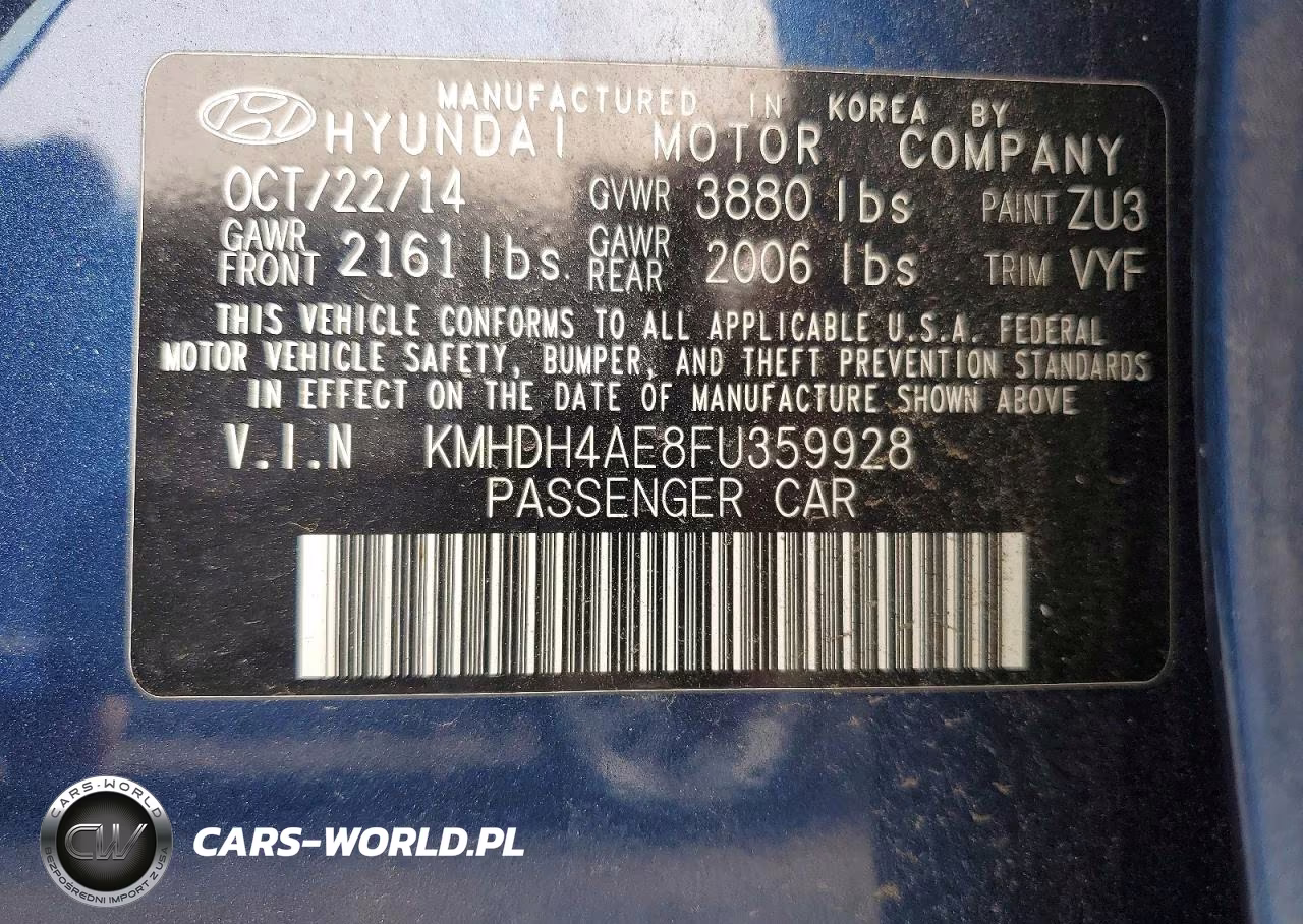 2015 Hyundai Elantra Se VIN:KMHDH4AE8FU359928 - 12