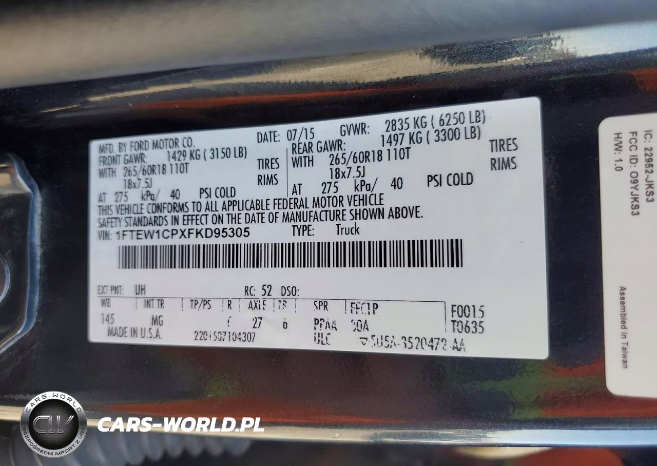 2015 Ford F150 Supercrew VIN:1FTEW1CPXFKD95305 - 12