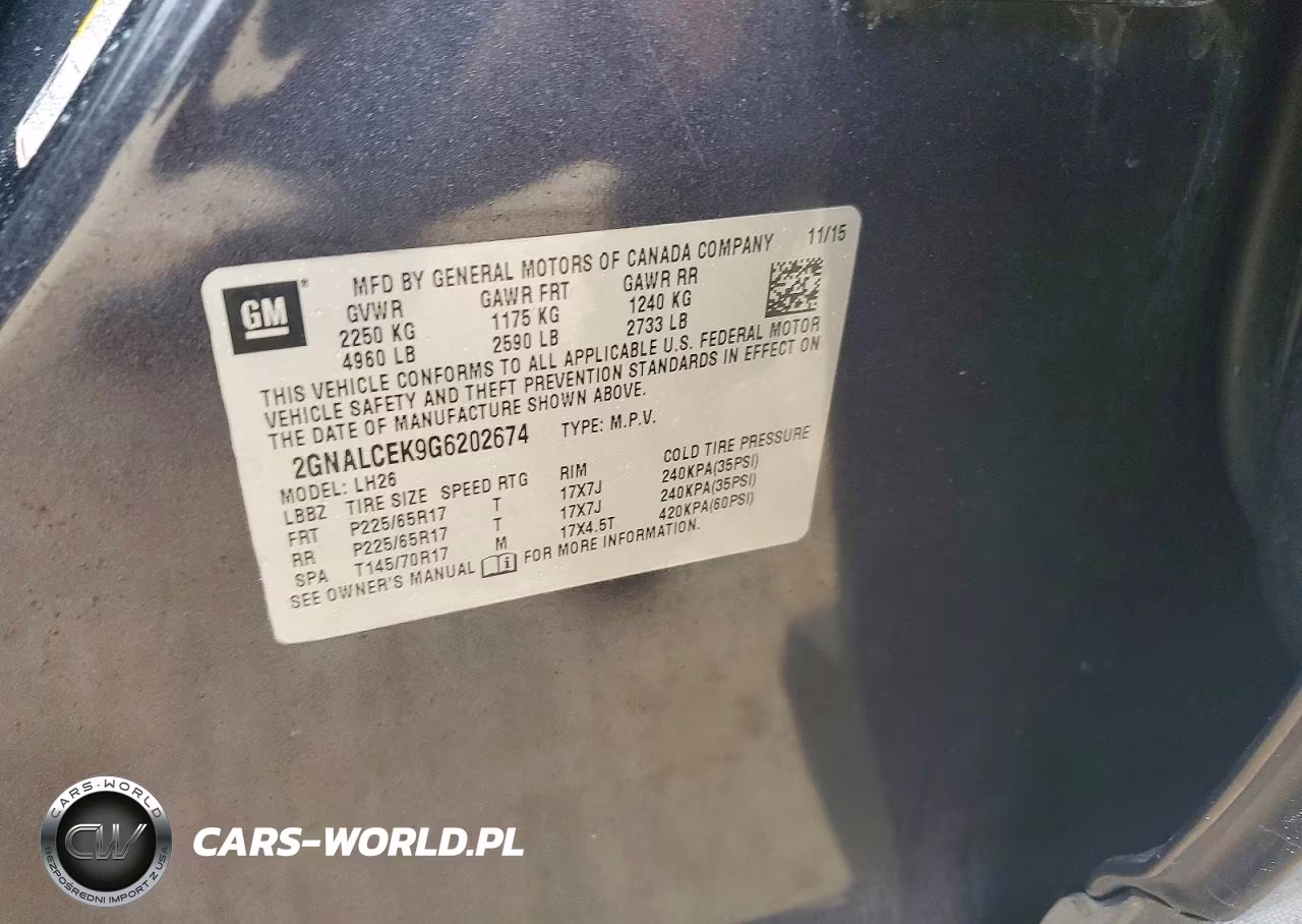 2016 Chevrolet Equinox Lt VIN:2GNALCEK9G6202674 - 12