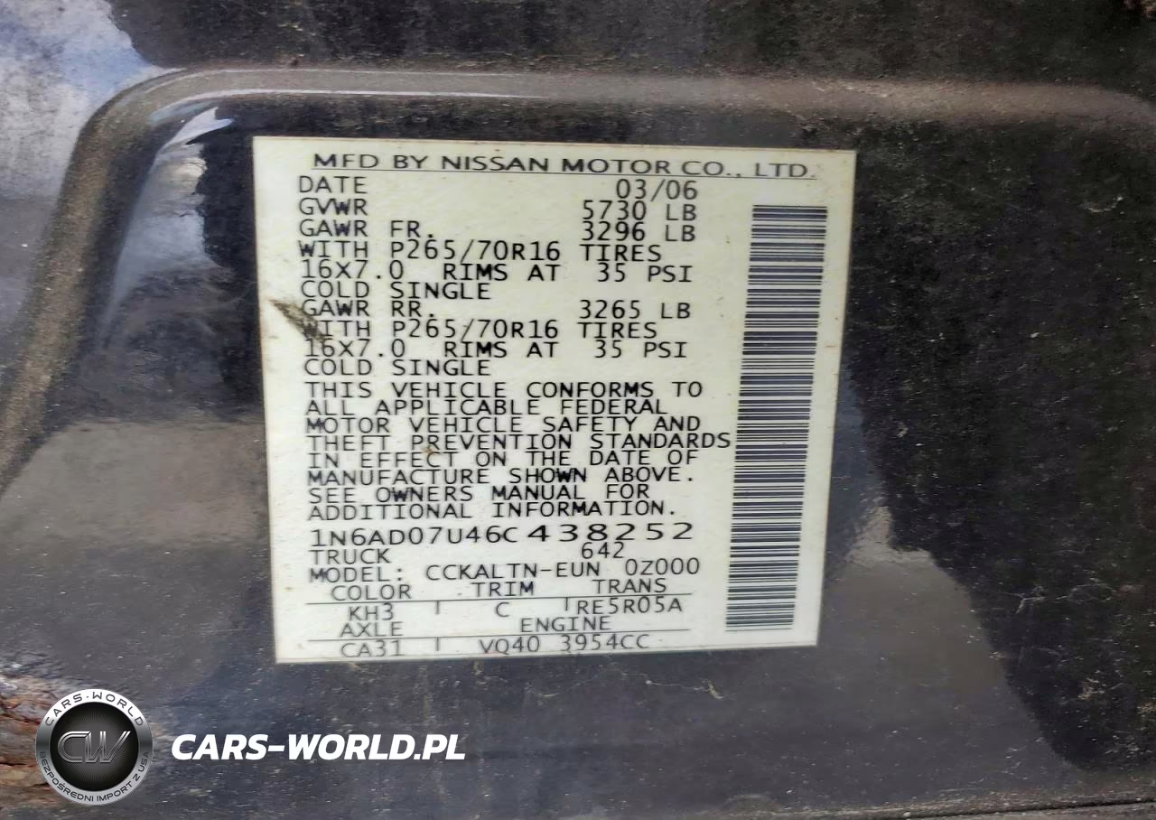 2006 Nissan Frontier Se VIN:1N6AD07U46C438252 - 12