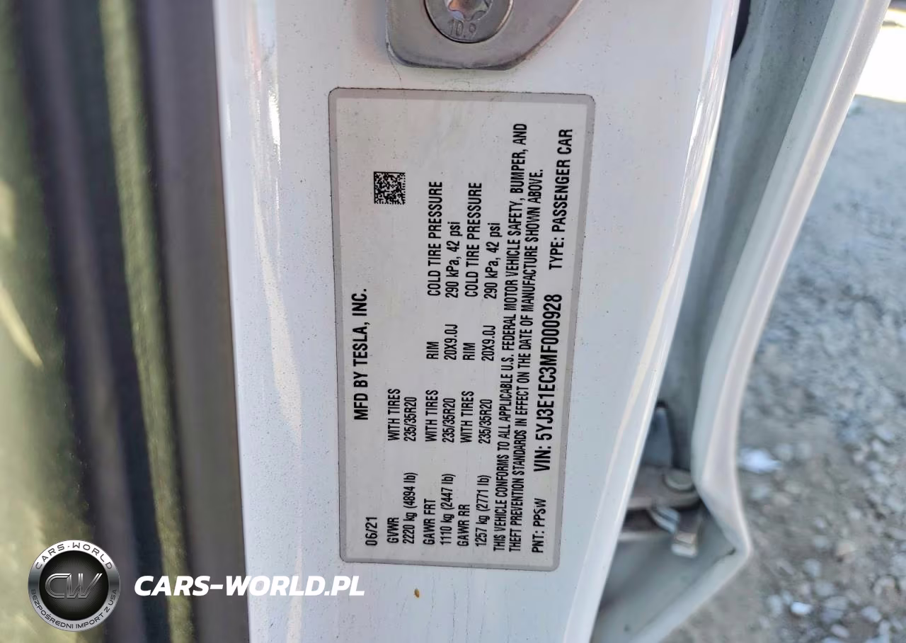 2021 Tesla Model 3 VIN:5YJ3E1EC3MF000928 - 13