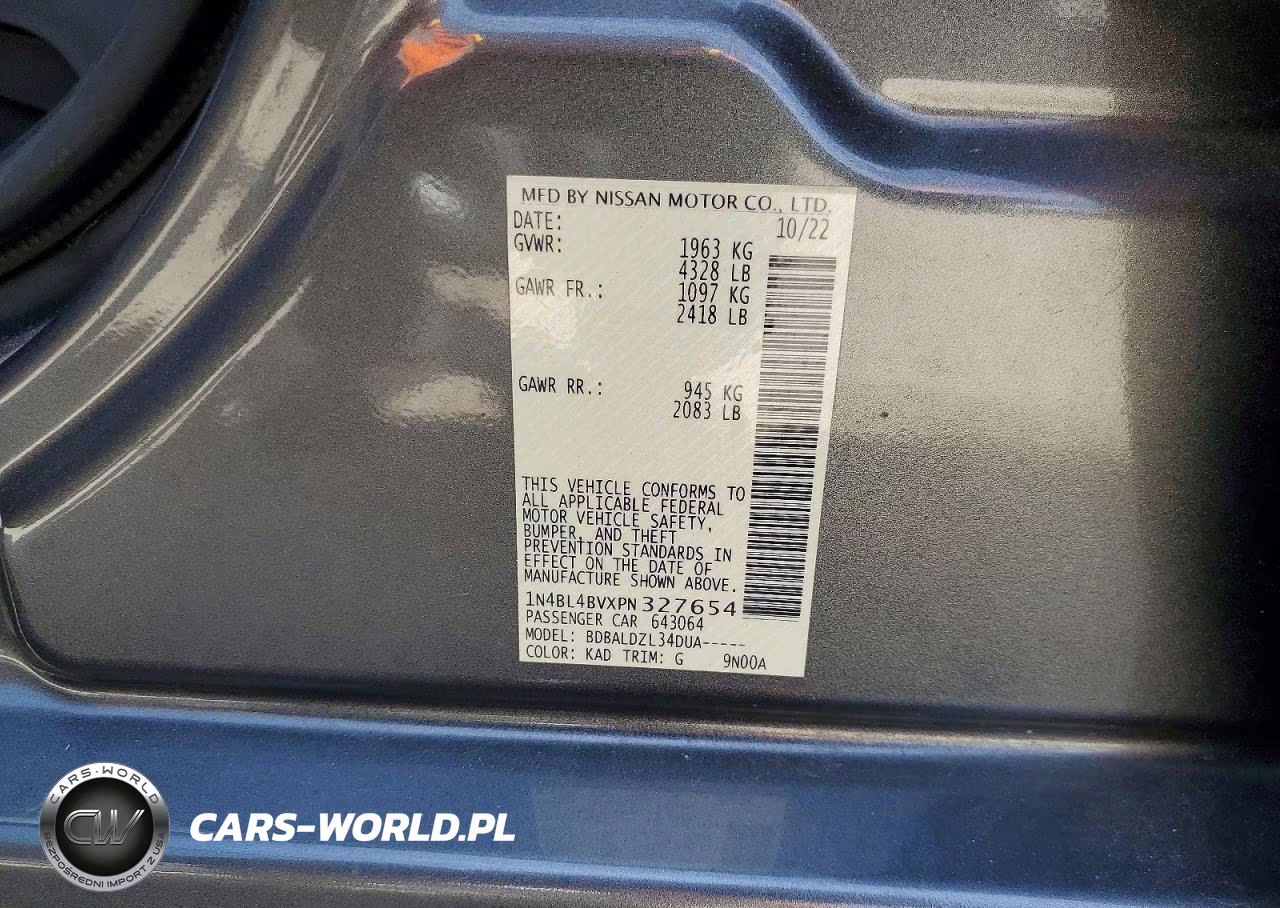 2023 Nissan Altima S VIN:1N4BL4BVXPN327654 - 12