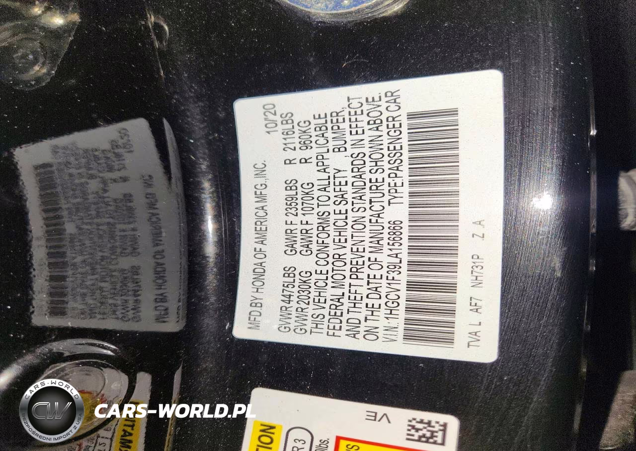 2020 Honda Accord Sport VIN:1HGCV1F39LA156866 - 12