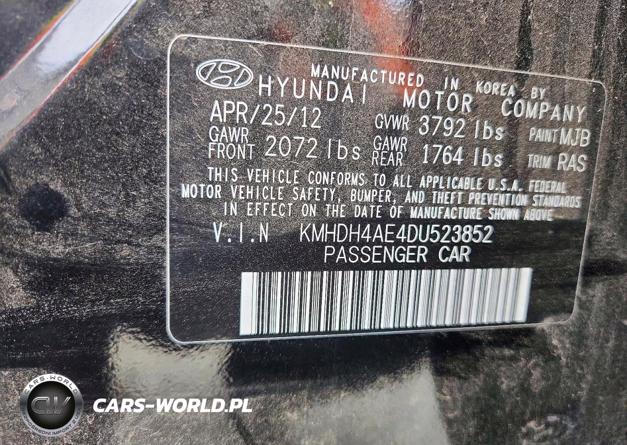 2013 Hyundai Elantra Gls VIN:KMHDH4AE4DU523852 - 12