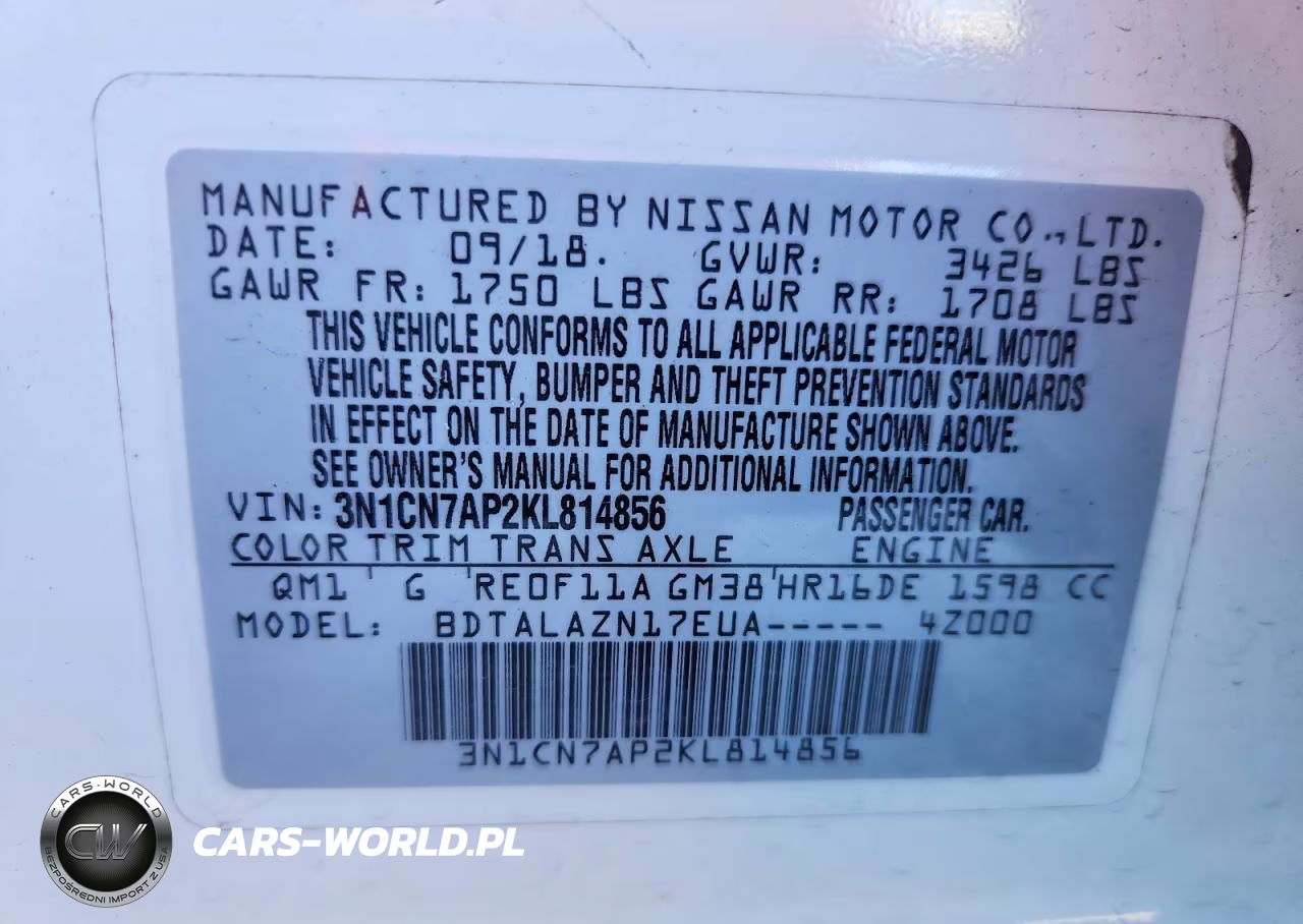 2019 Nissan Versa S Plus VIN:3N1CN7AP2KL814856 - 13