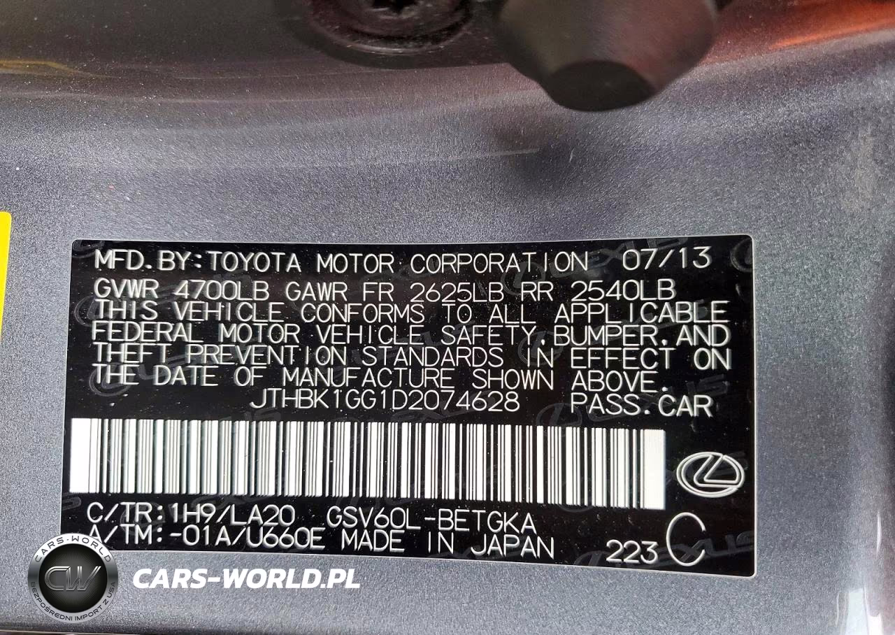 2013 Lexus Es 350 VIN:JTHBK1GG1D2074628 - 13
