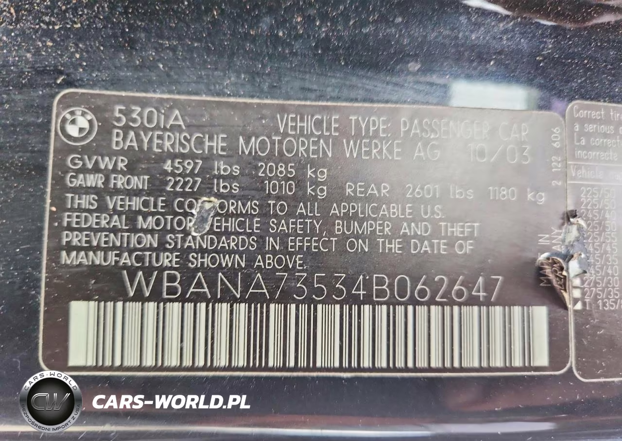 2004 BMW 530 I VIN:WBANA73534B062647 - 12
