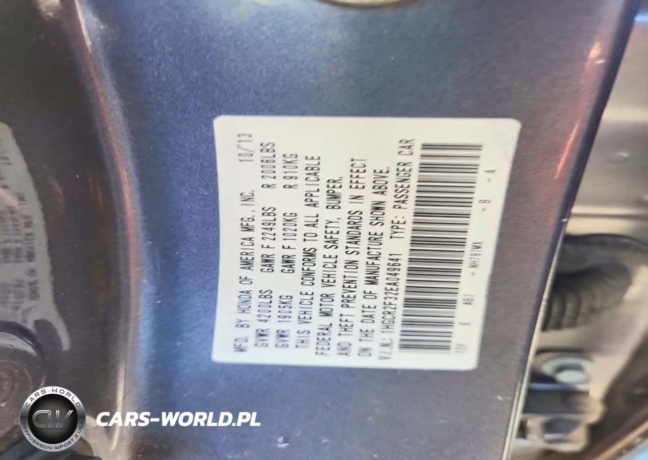 2014 Honda Accord Lx VIN:1HGCR2F32EA049641 - 12