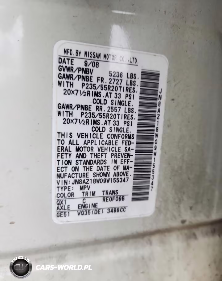 2009 Nissan Murano S VIN:JN8AZ18W09W155347 - 13
