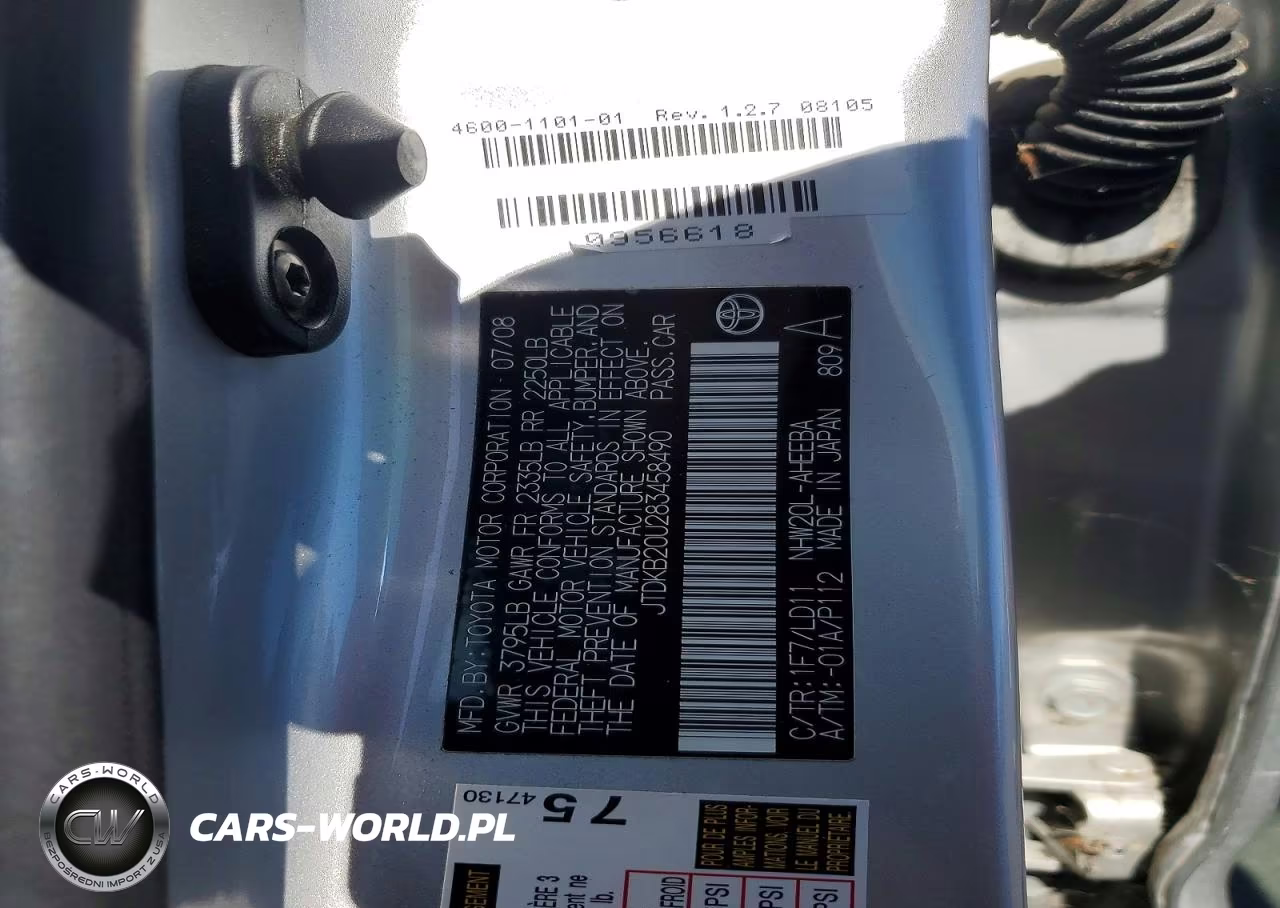 2008 Toyota Prius Base VIN:JTDKB20U283458490 - 12