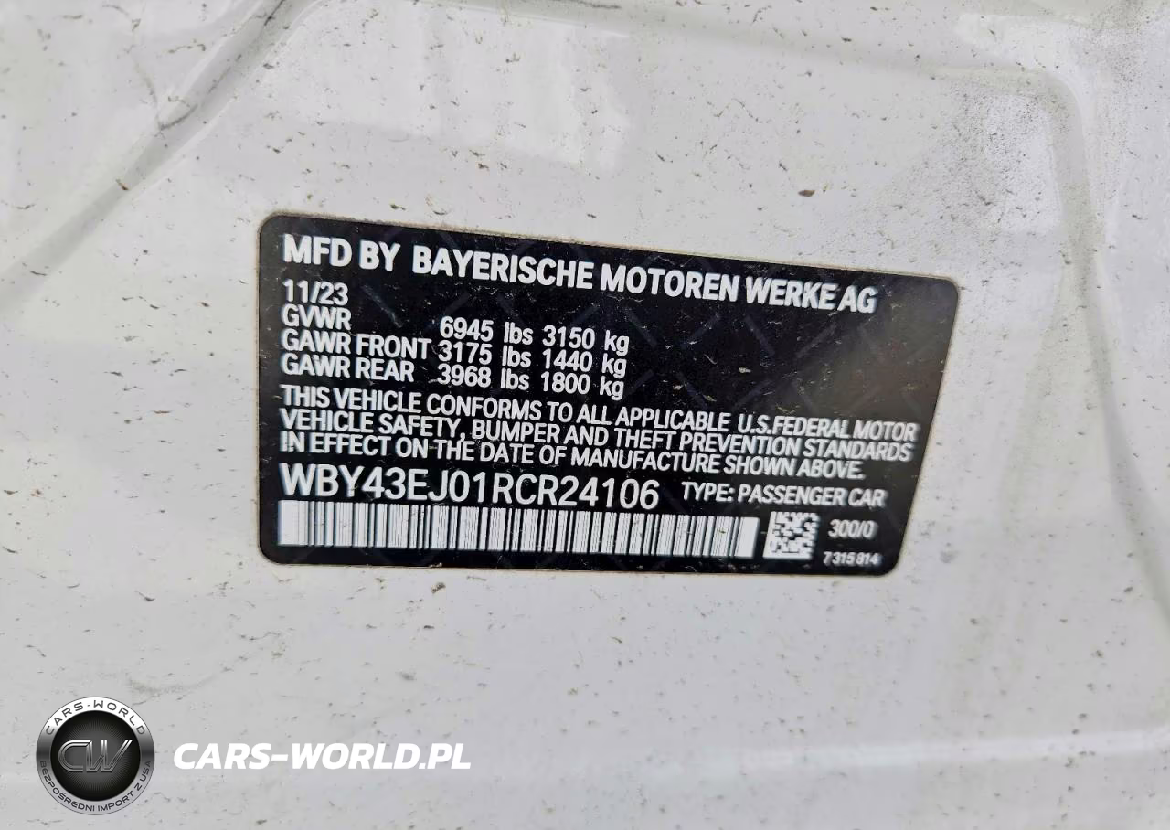 2024 BMW I7 Edrive50 VIN:WBY43EJ01RCR24106 - 12