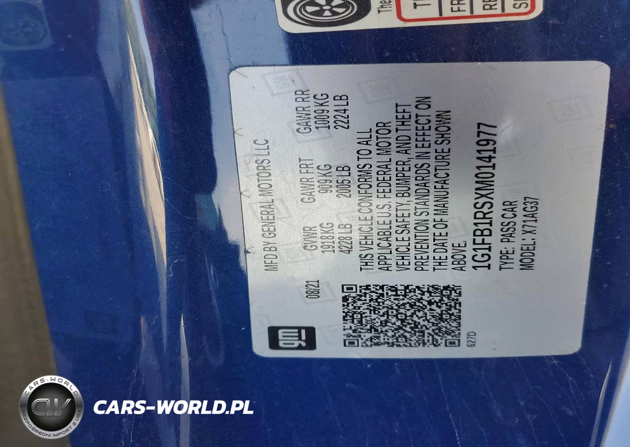 2021 Chevrolet Camaro Ls VIN:1G1FB1RSXM0141977 - 12