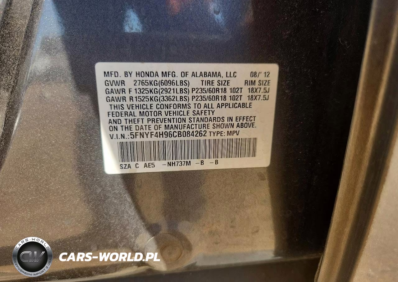 2012 Honda Pilot Touring VIN:5FNYF4H96CB084262 - 13