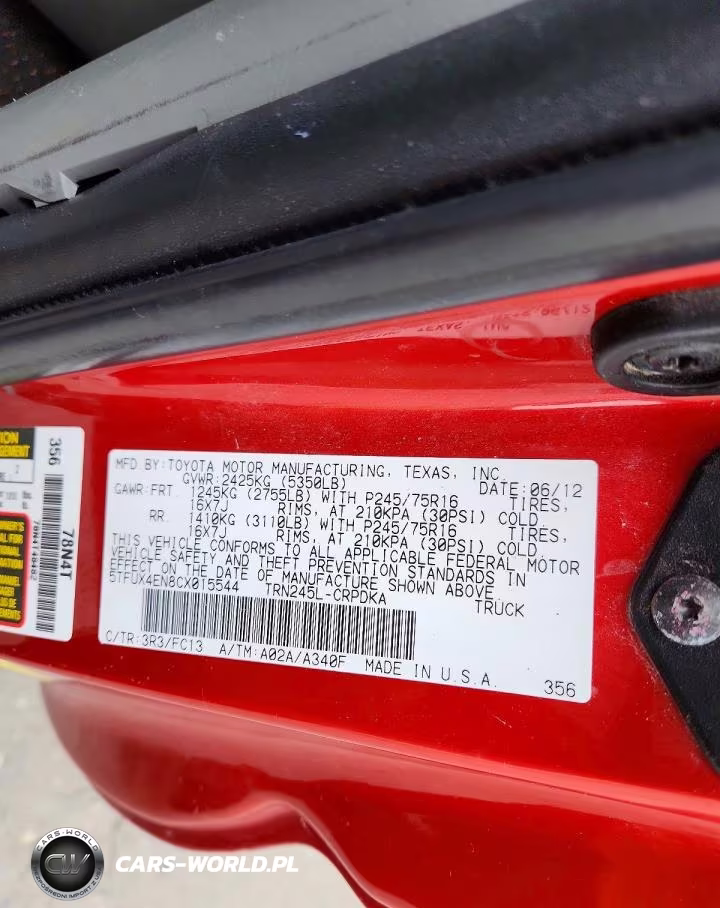 2012 Toyota Tacoma Base VIN:5TFUX4EN8CX015544 - 12