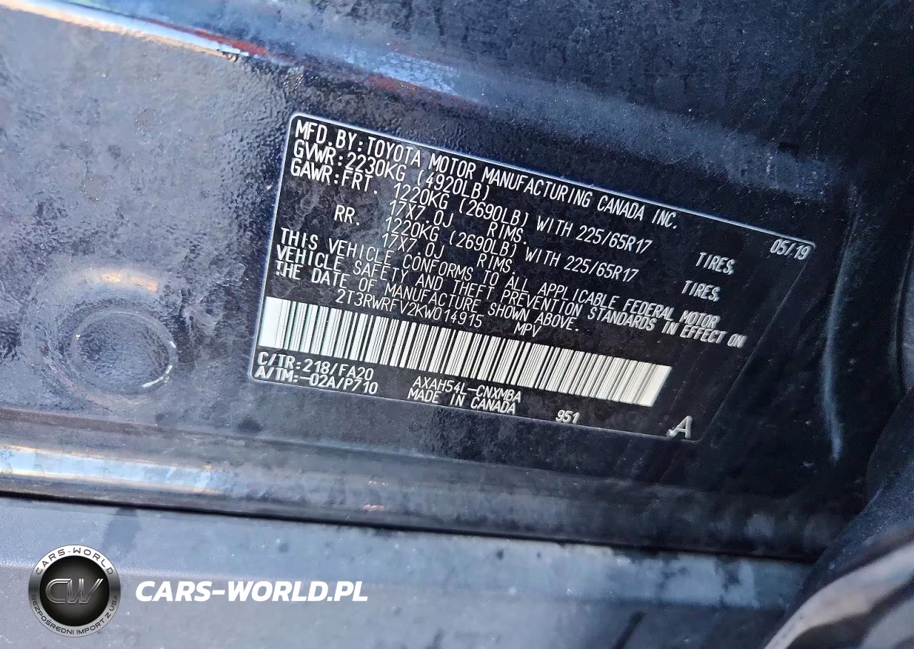 2019 Toyota Rav4 Hybrid Xle VIN:2T3RWRFV2KW014915 - 13