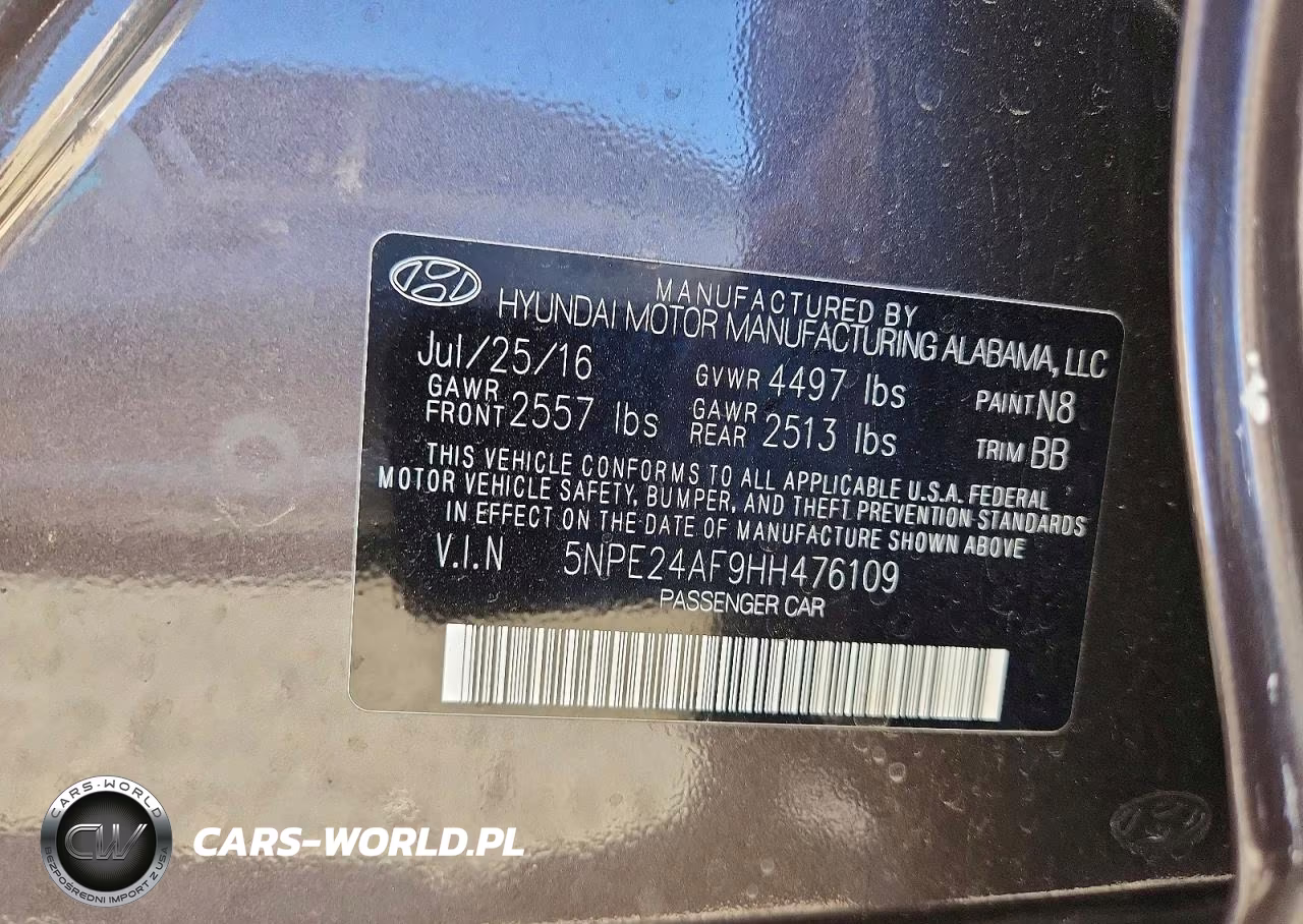 2017 Hyundai Sonata VIN:5NPE24AF9HH476109 - 12