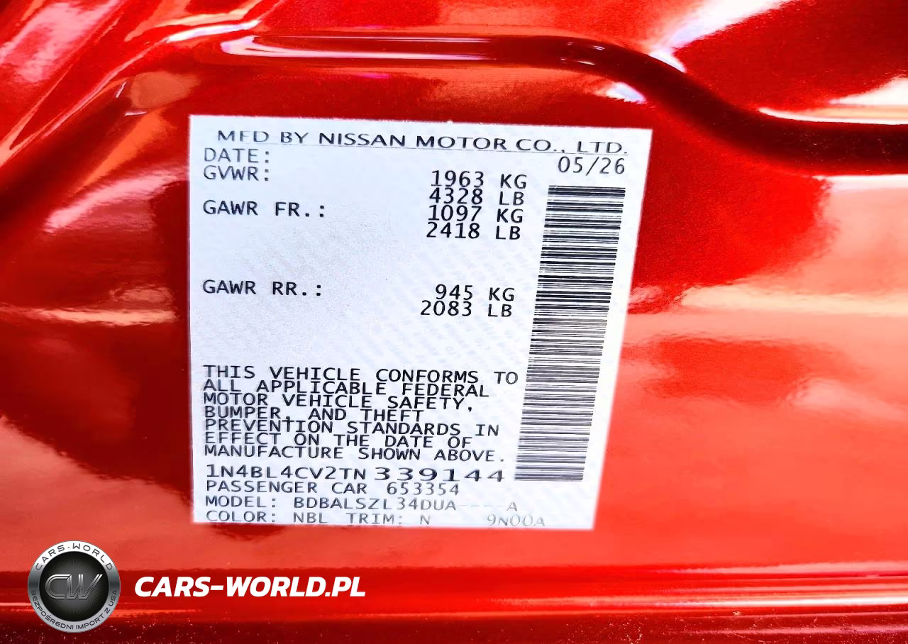 2026 Nissan Altima Sr VIN:1N4BL4CV2TN339144 - 12