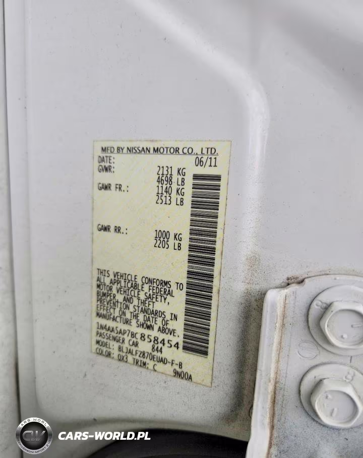 2011 Nissan Maxima 3.5 S VIN:1N4AA5AP7BC858454 - 12