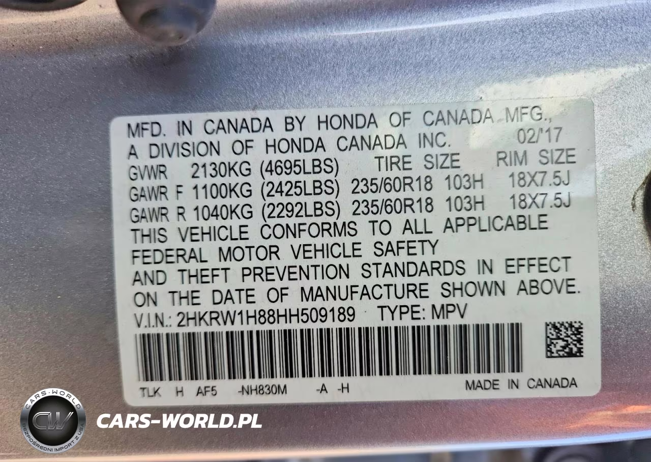 2017 Honda Cr-V Exl VIN:2HKRW1H88HH509189 - 13