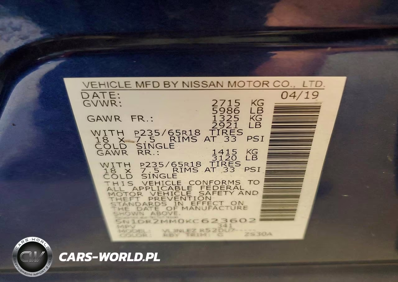 2019 Nissan Pathfinder Sv VIN:5N1DR2MM0KC623602 - 13