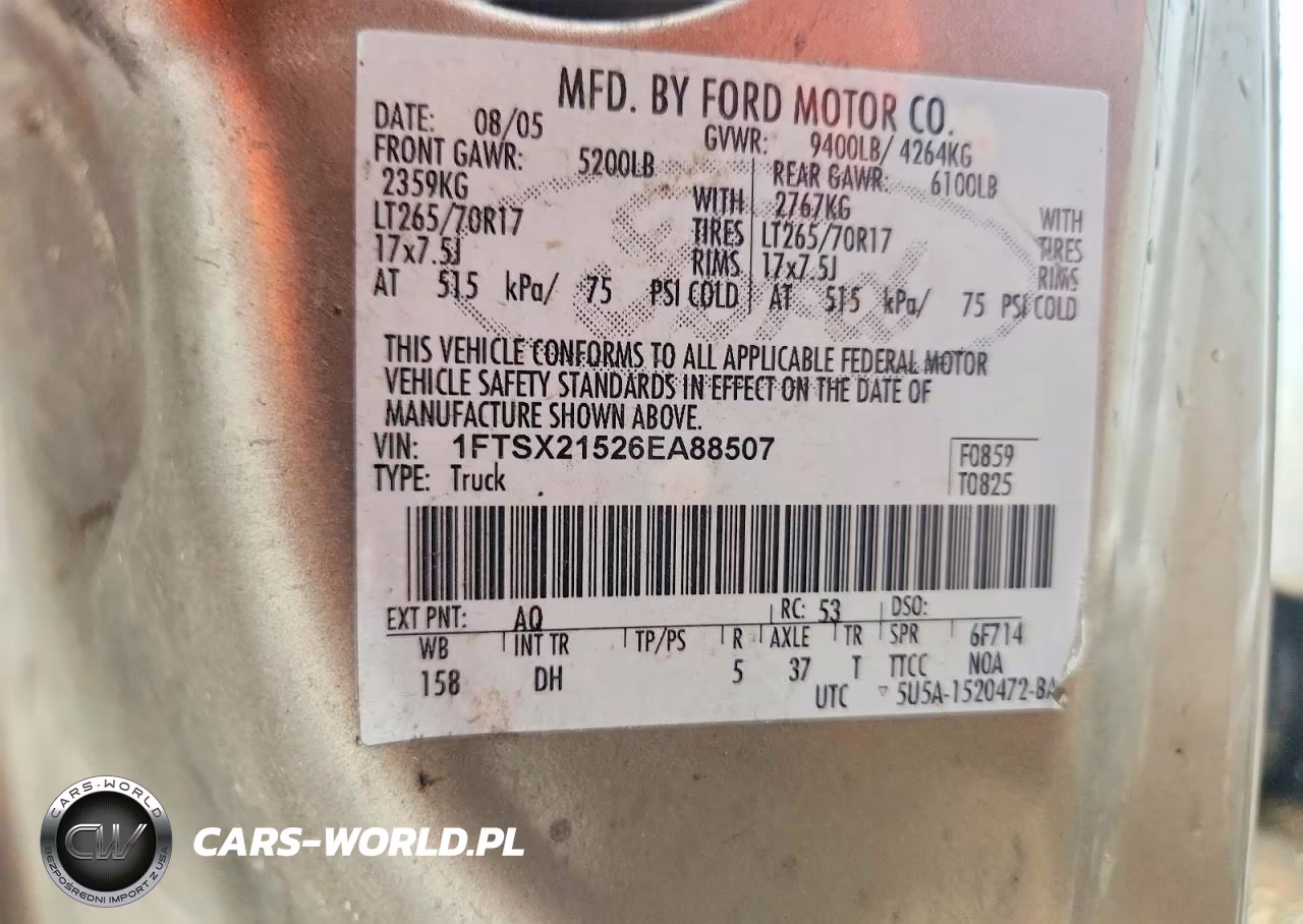 2006 Ford F250 Super Duty VIN:1FTSX21526EA88507 - 12
