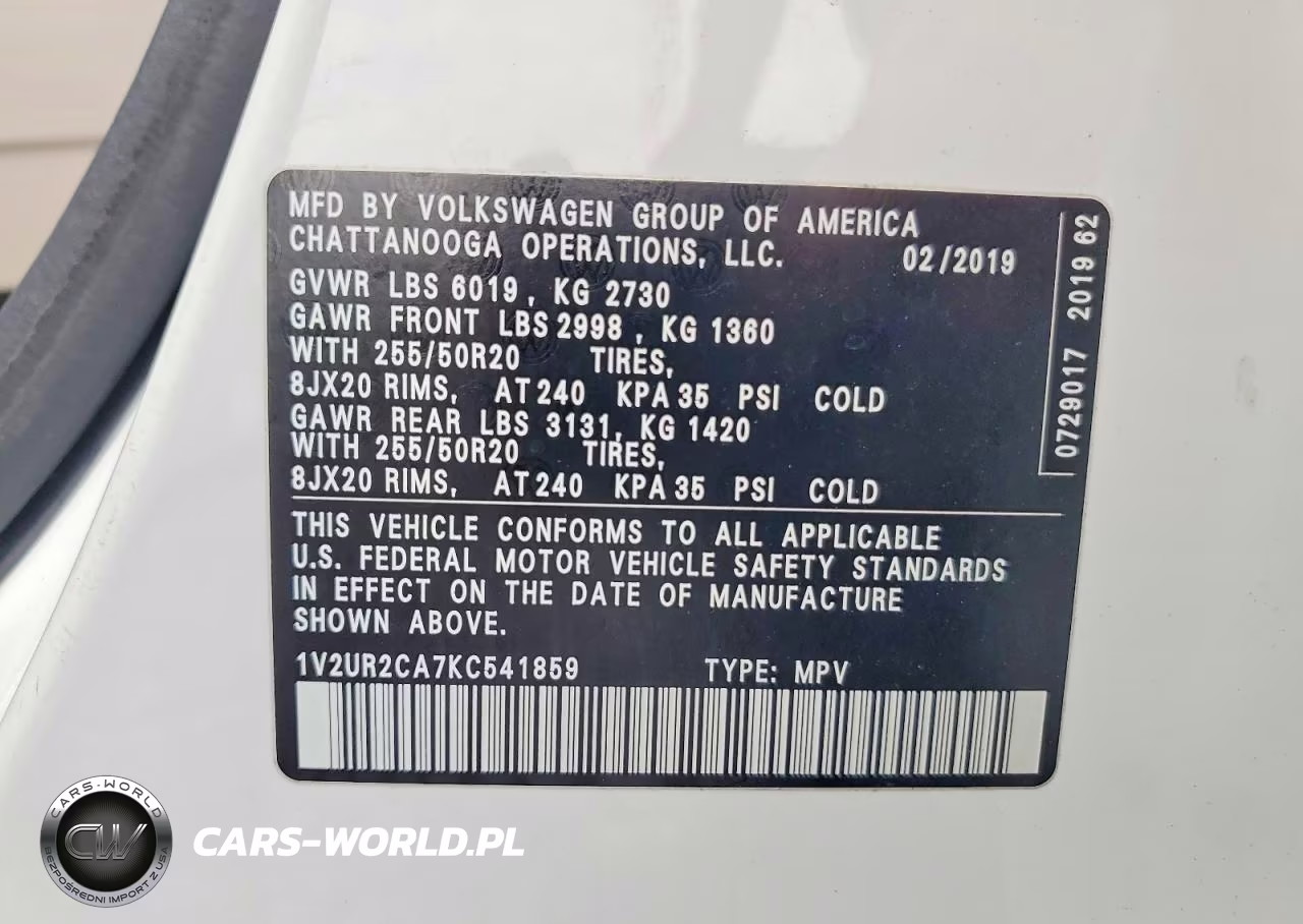 2019 Volkswagen Atlas Se VIN:1V2UR2CA7KC541859 - 13