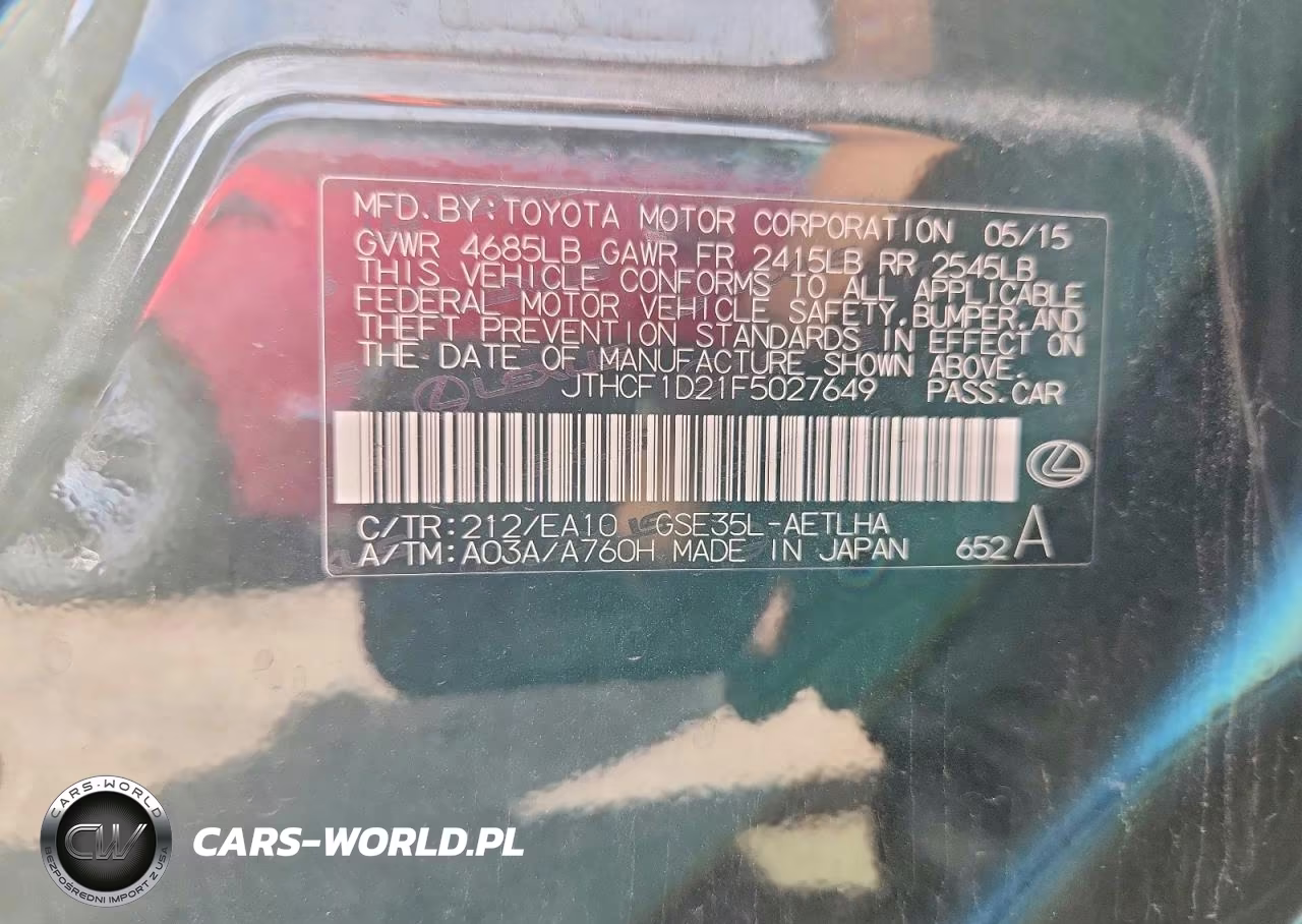 2015 Lexus Is 250 VIN:JTHCF1D21F5027649 - 12