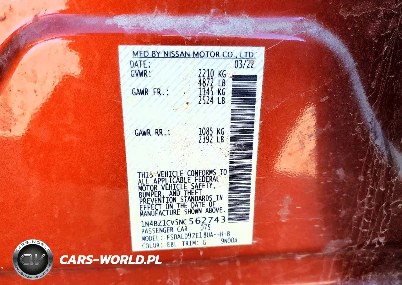 2022 Nissan Leaf Sv Plus VIN:1N4BZ1CV5NC562743 - 12