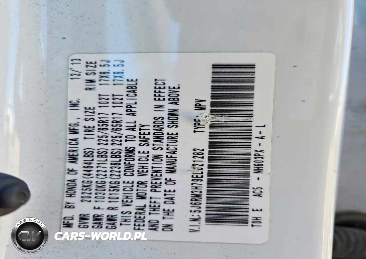 2014 Honda Cr-V Exl VIN:5J6RM3H79EL021282 - 12