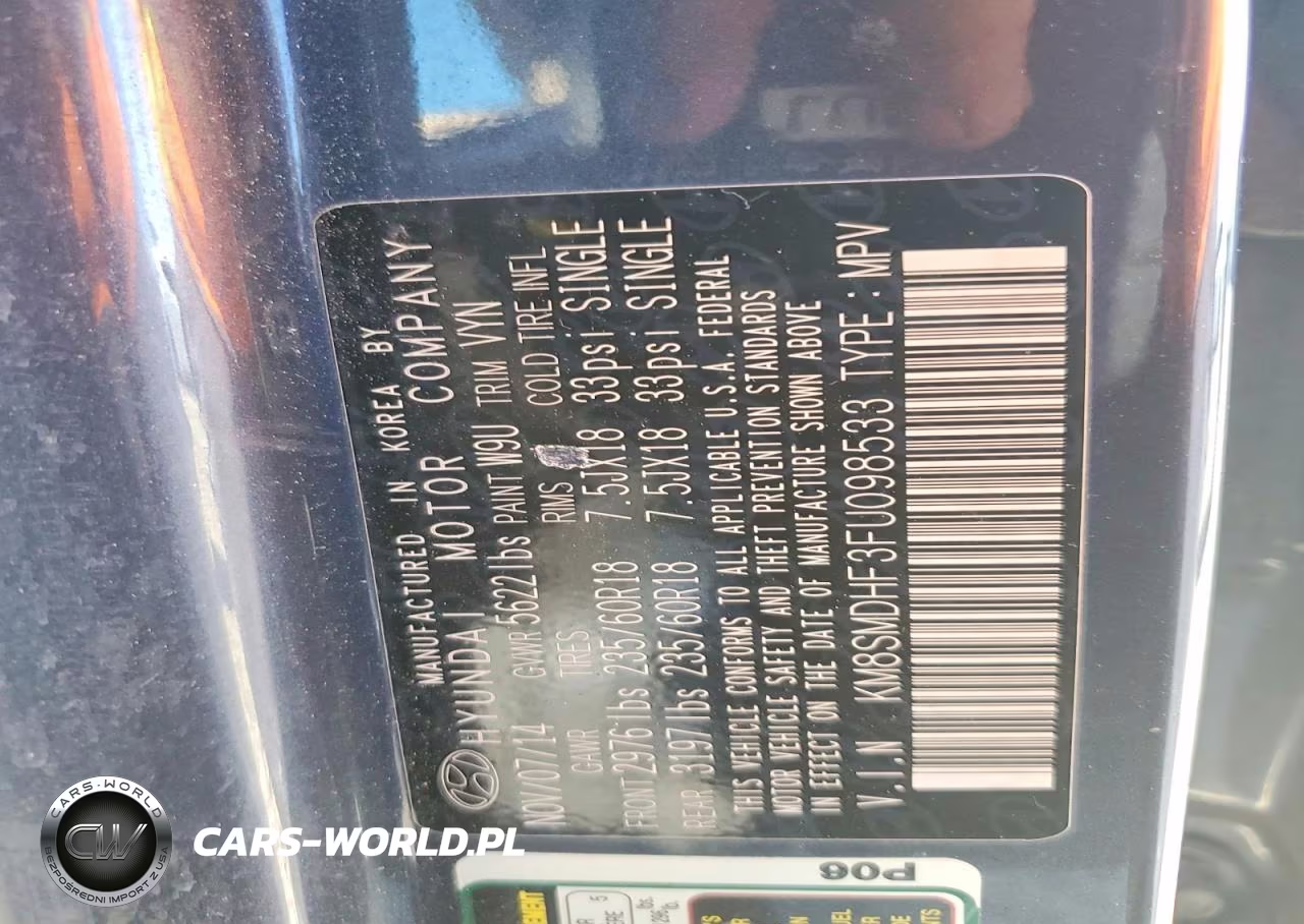 2015 Hyundai Santa Fe Gls VIN:KM8SMDHF3FU098533 - 12