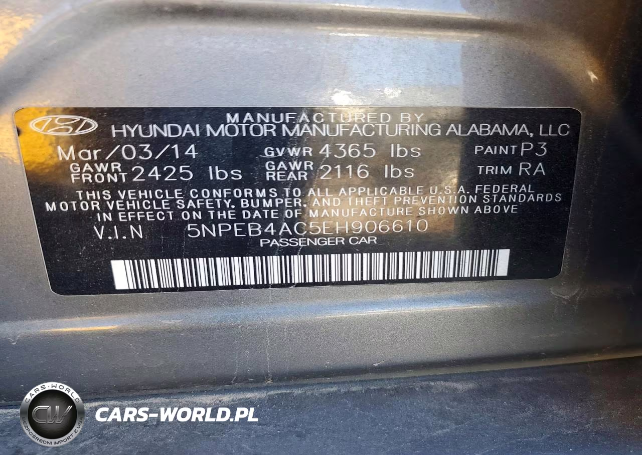 2014 Hyundai Sonata Gls VIN:5NPEB4AC5EH906610 - 12
