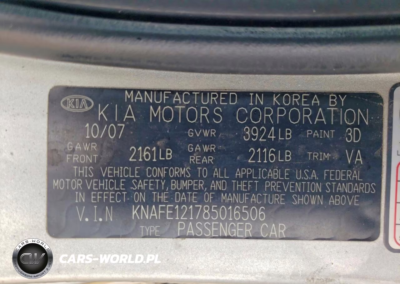 2008 Kia Spectra Lx VIN:KNAFE121785016506 - 12