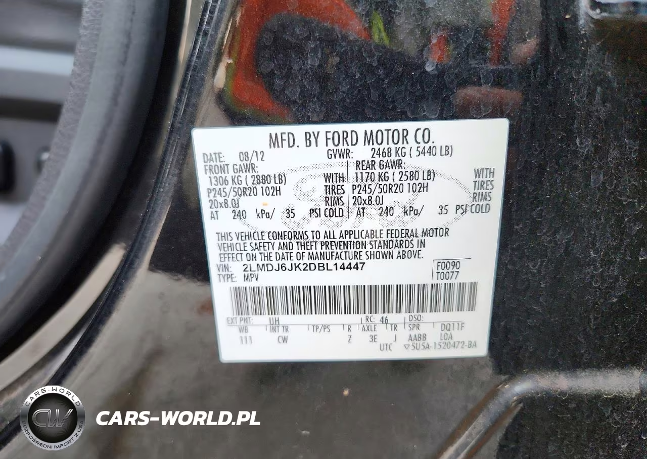 2013 Lincoln Mkx VIN:2LMDJ6JK2DBL14447 - 14