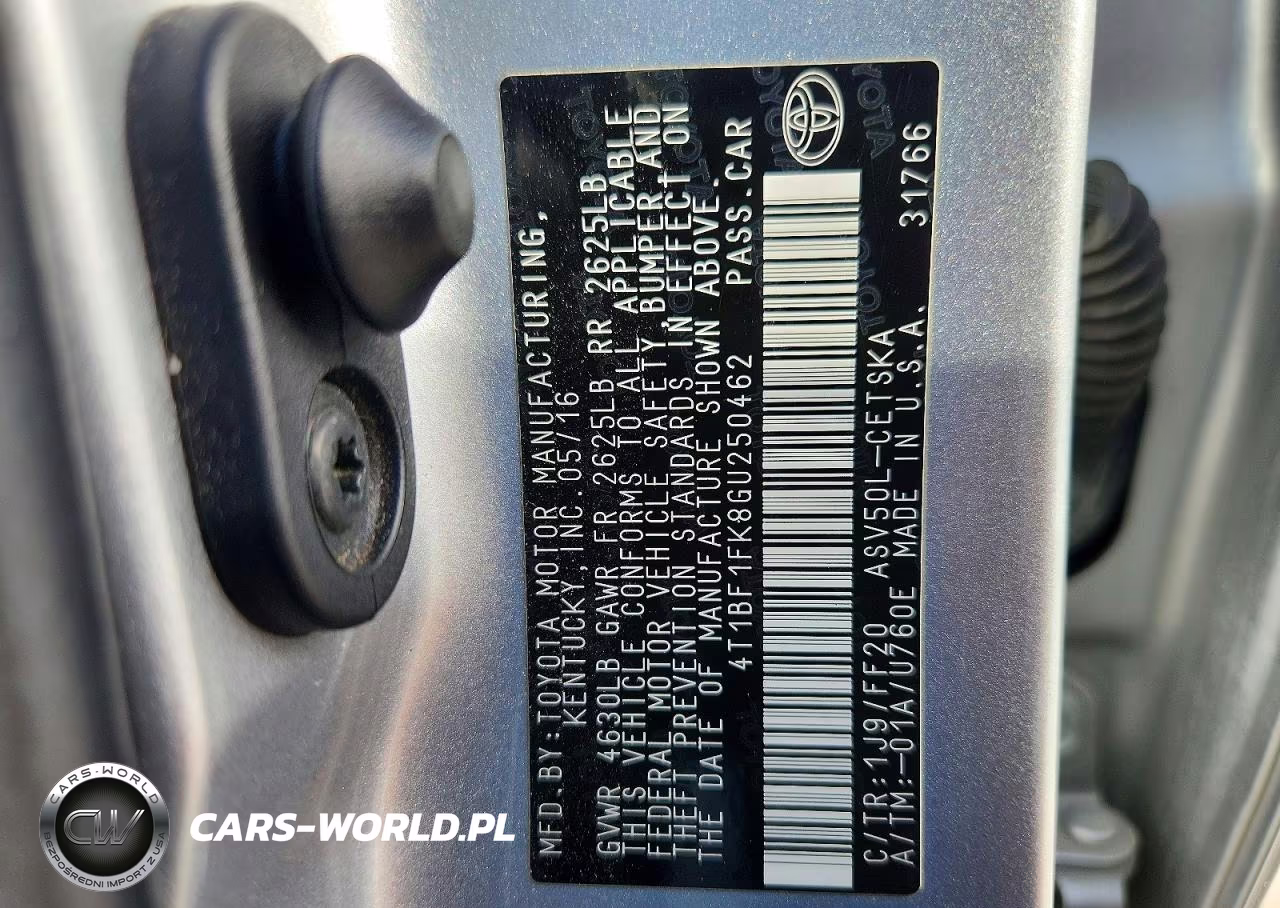 2016 Toyota Camry Se VIN:4T1BF1FK8GU250462 - 12
