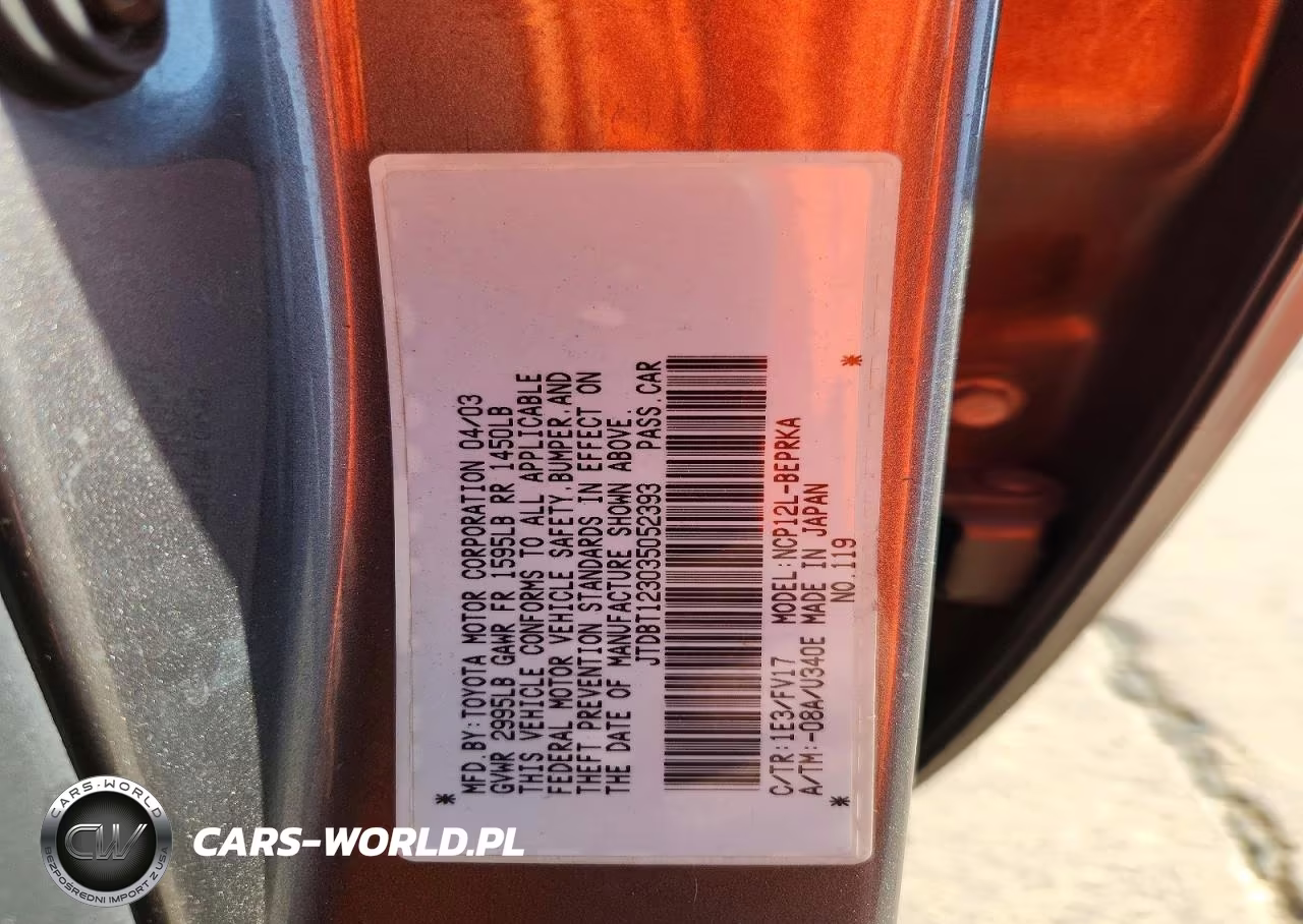 2003 Toyota Echo Base VIN:JTDBT123035052393 - 12