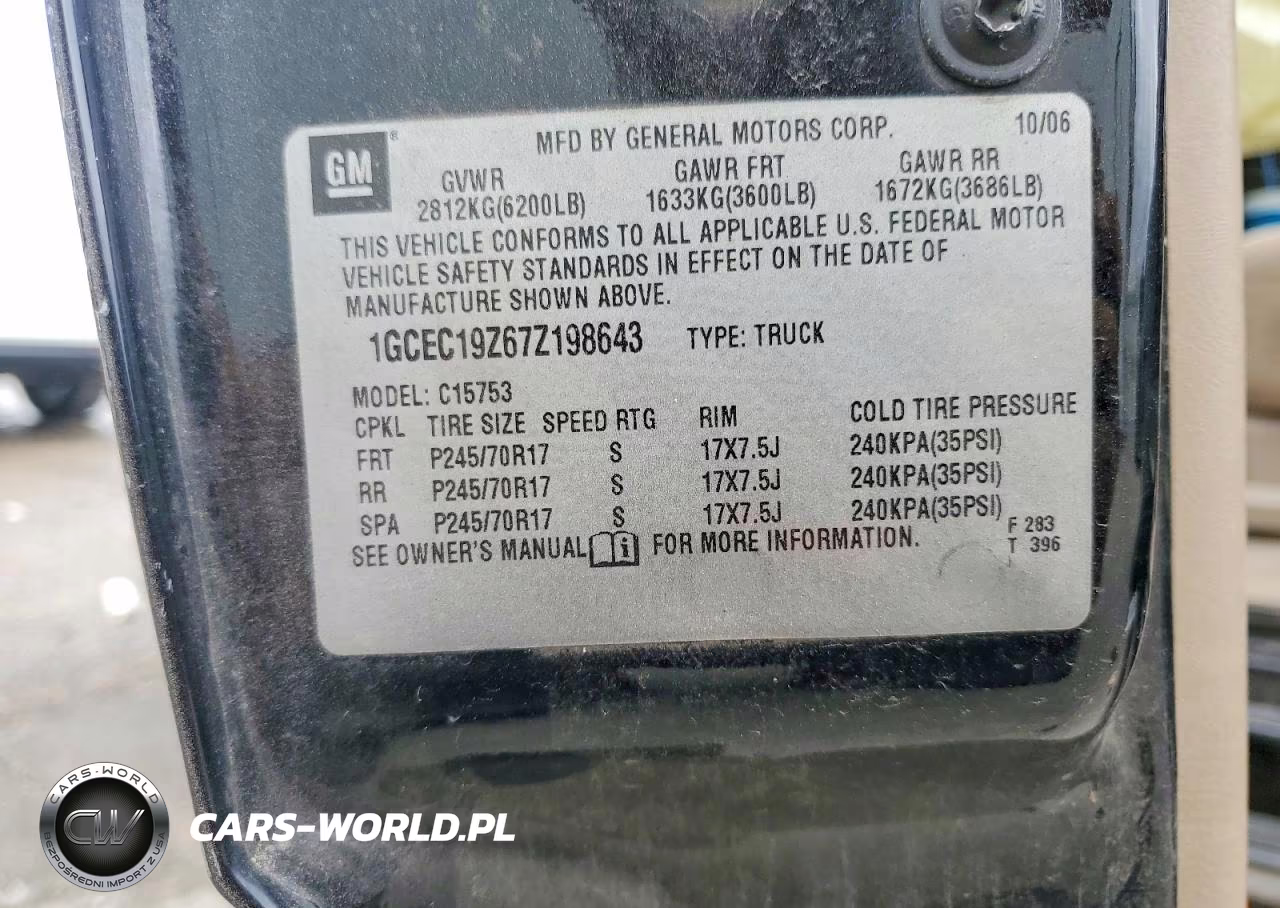 2007 Chevrolet Silverado C1500 Classic VIN:1GCEC19Z67Z198643 - 13