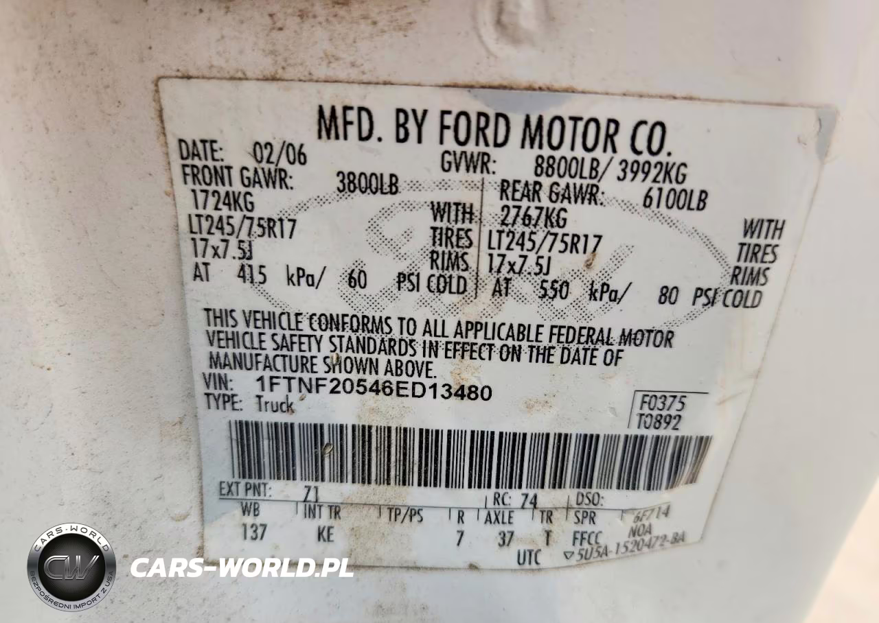 2006 Ford F250 Super Duty VIN:1FTNF20546ED13480 - 12