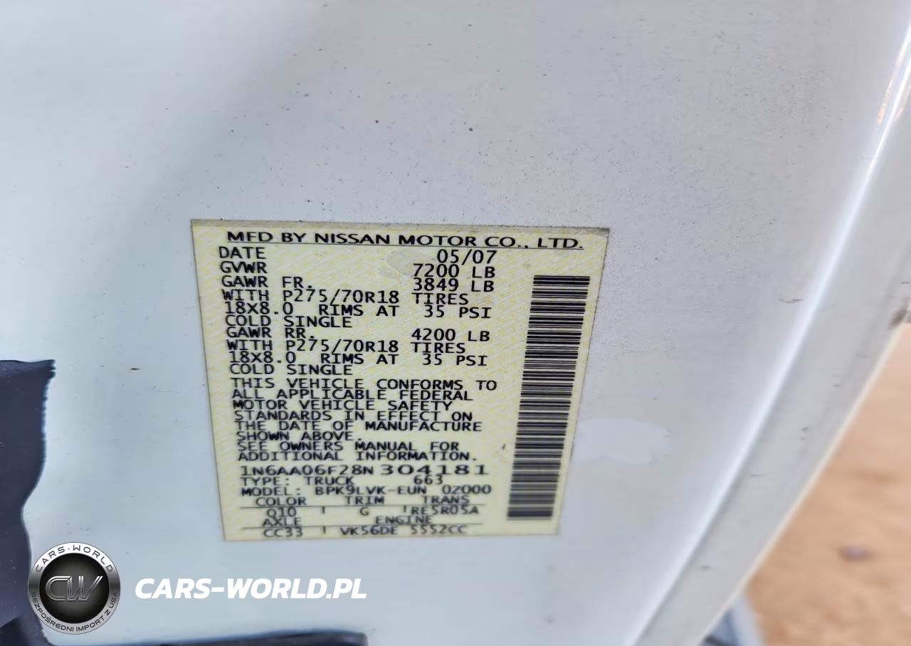 2008 Nissan Titan Xe VIN:1N6AA06F28N304181 - 12