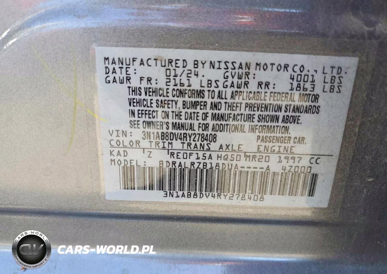 2024 Nissan Sentra Sr VIN:3N1AB8DV4RY278408 - 13