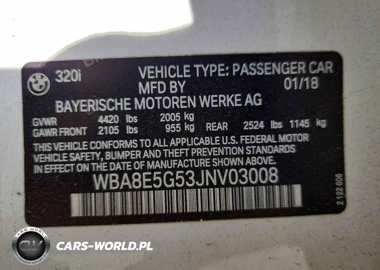 2018 BMW 320 Xi VIN:WBA8E5G53JNV03008 - 12