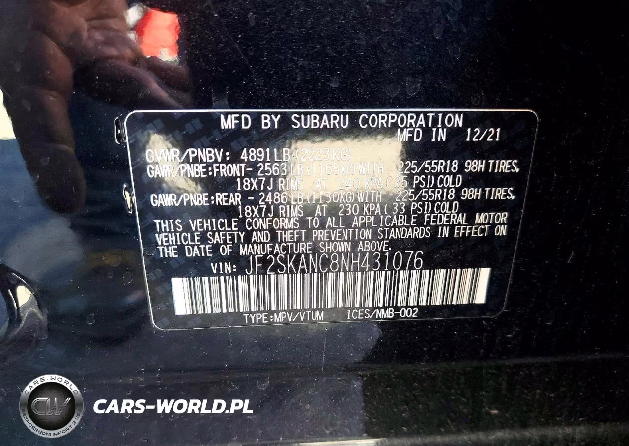 2022 Subaru Forester Limited VIN:JF2SKANC8NH431076 - 13