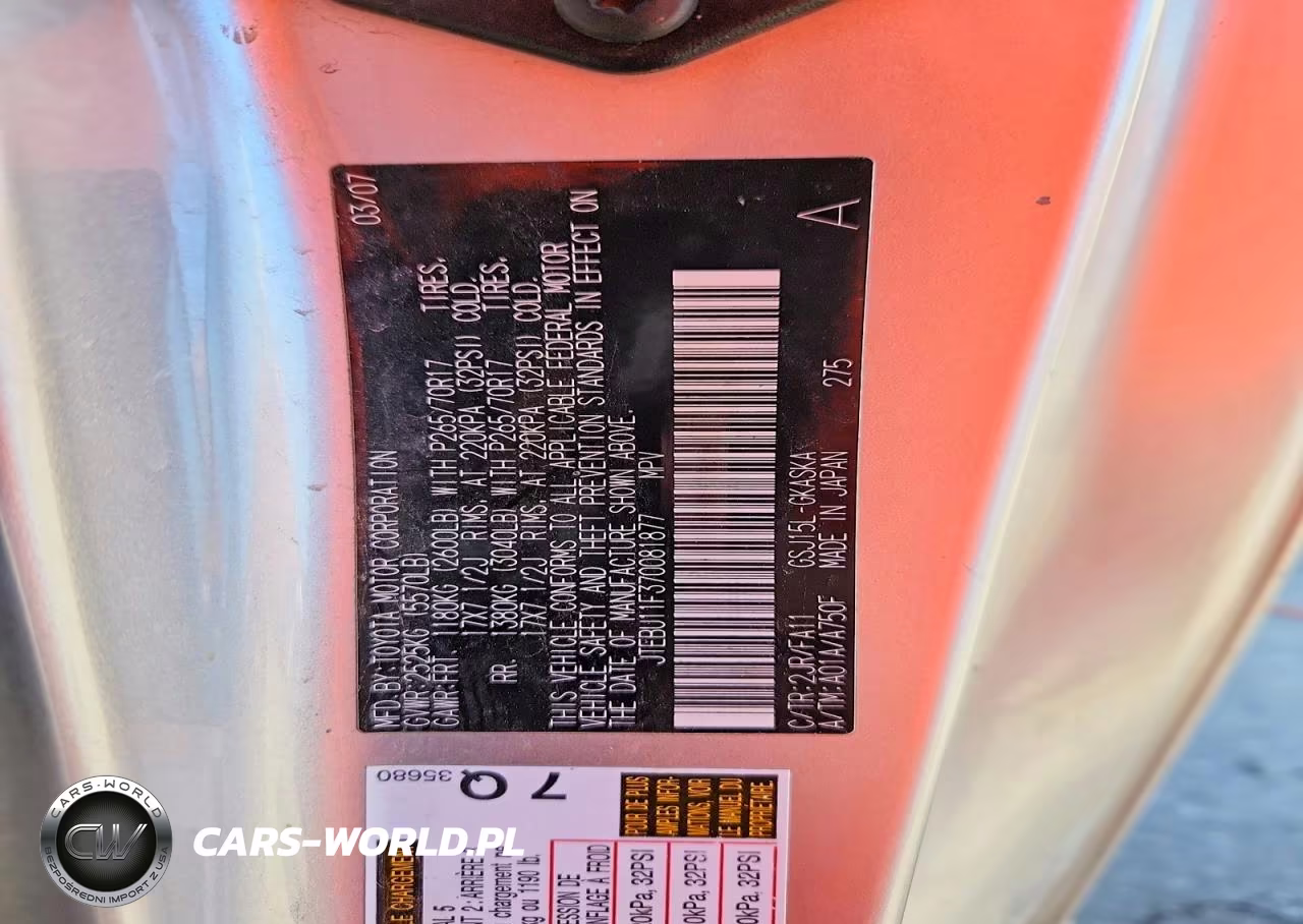 2007 Toyota Fj Cruiser Base VIN:JTEBU11F370081877 - 13