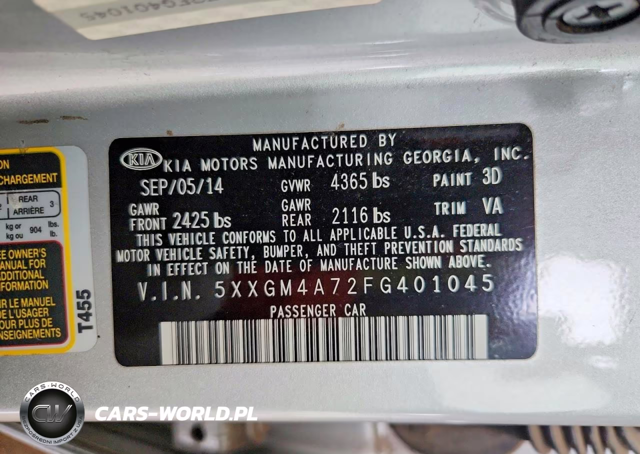 2015 Kia Optima Lx VIN:5XXGM4A72FG401045 - 12