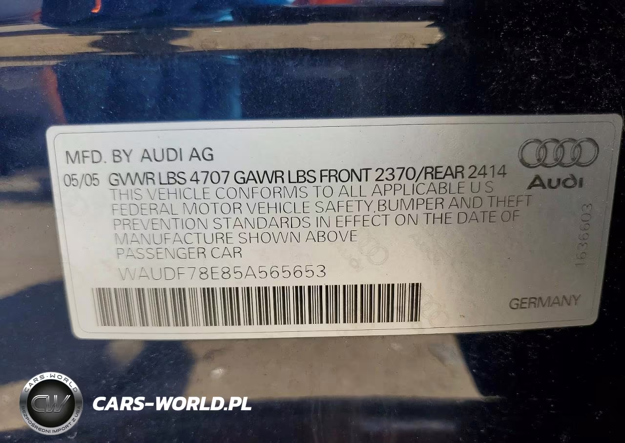 2005 Audi A4 2.0T Quattro VIN:WAUDF78E85A565653 - 12