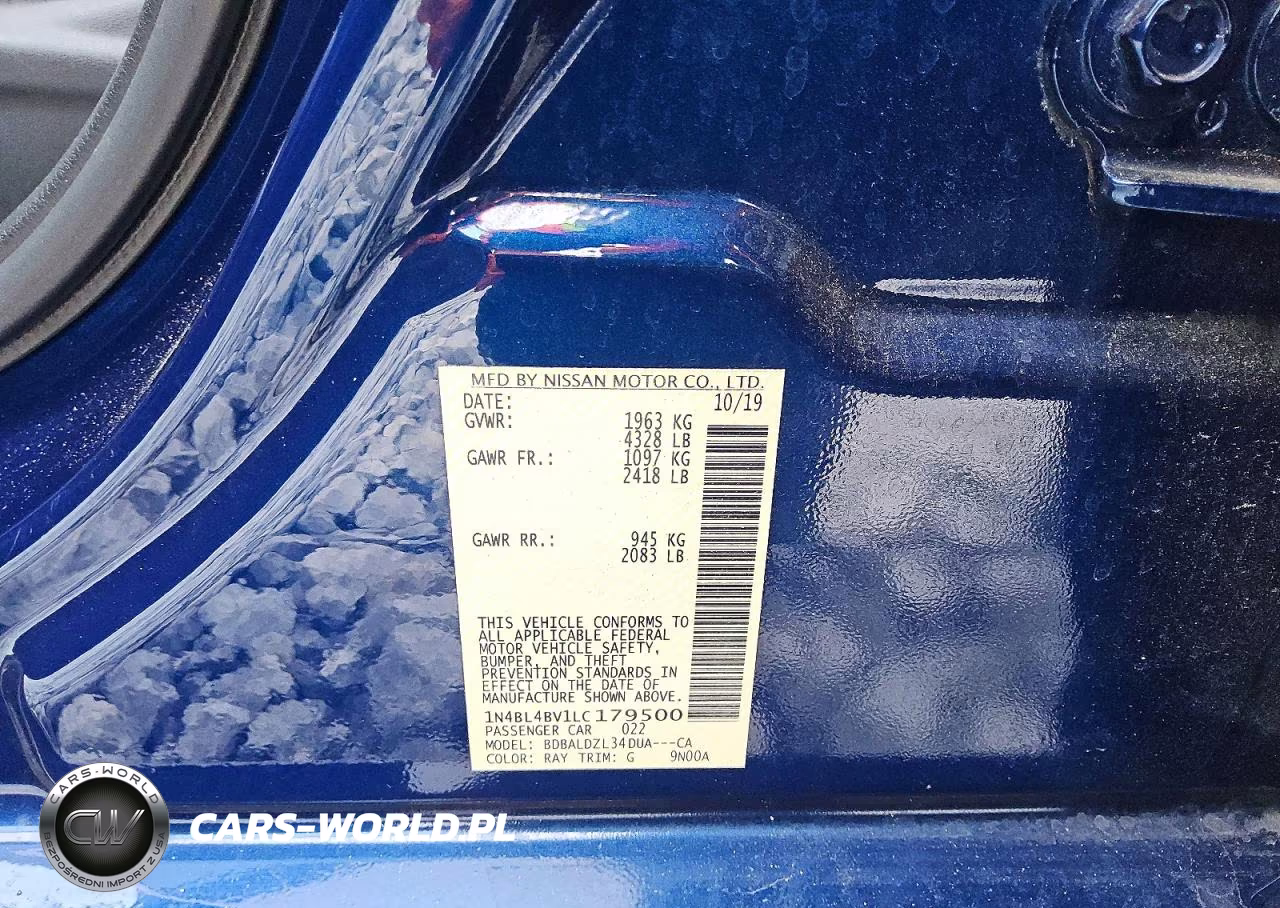 2020 Nissan Altima S VIN:1N4BL4BV1LC179500 - 12